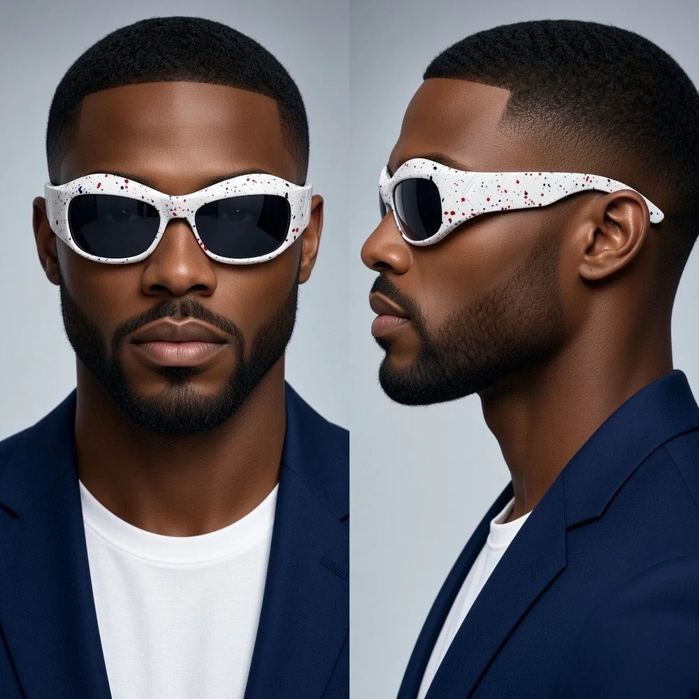 White Sunglasses Shield Style Unique Trendy Fashion UV400 Men Shades Rapper 2026